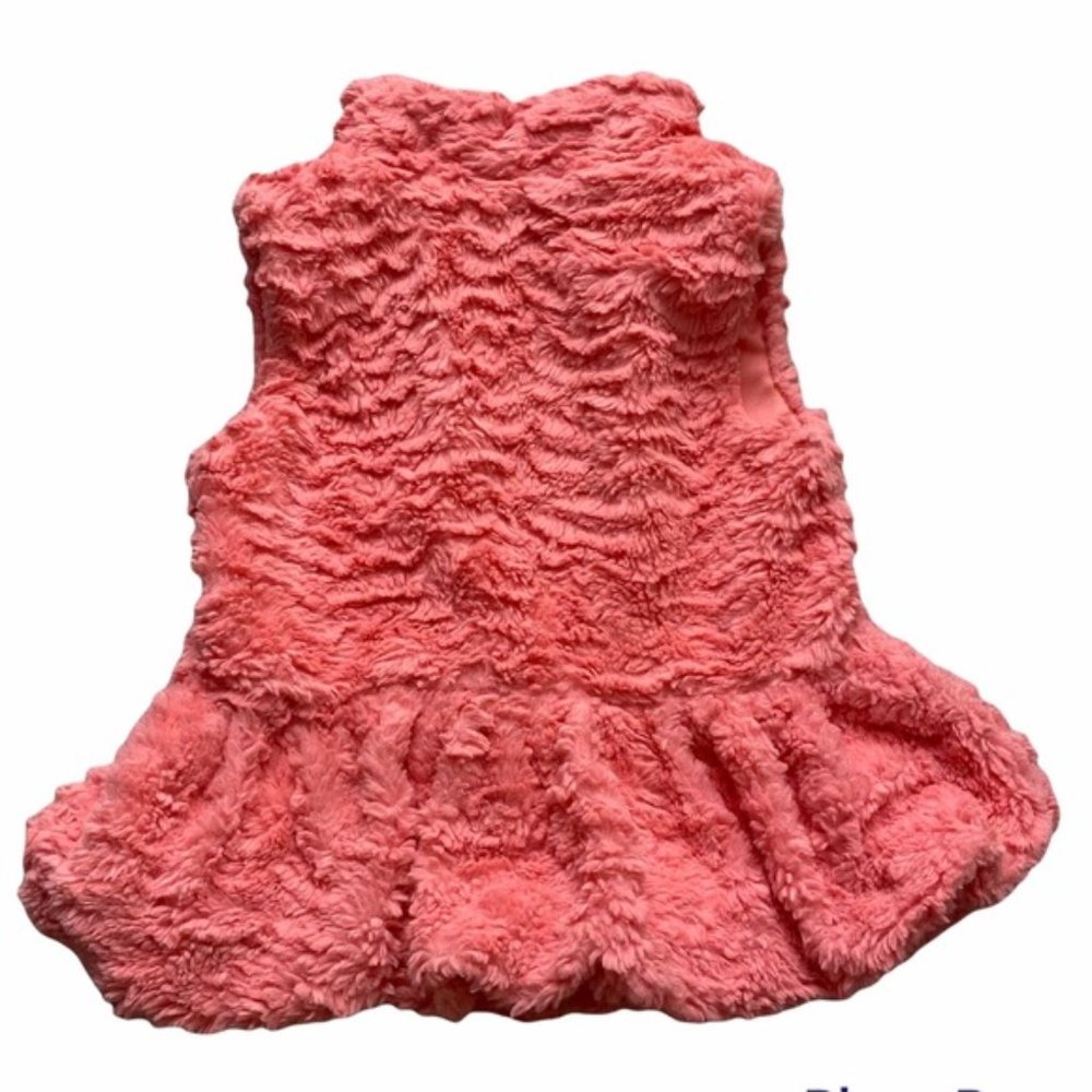 4/$25 Little Lass Little Toddler Girl’s Sz 2T Coral Pink Faux Fur Vest Full Zip